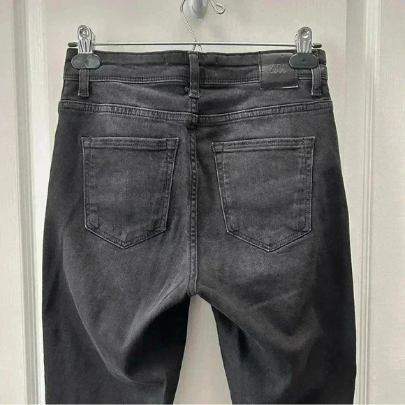 Zara High Rise Skinny Jeans Ankle Snaps Washed Black Size 2 - Picture 8 of 14